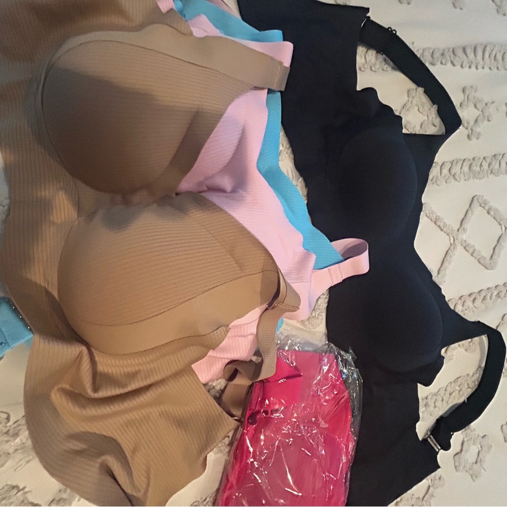 Elegant Comfort Women's Bra Set - Black, Tan, Pink, Blue, red.  Wireless XXL.